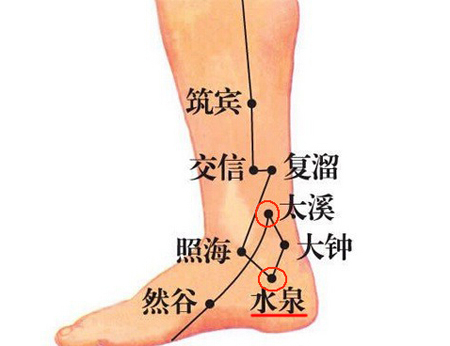 水泉穴→治小便不利、腹痛